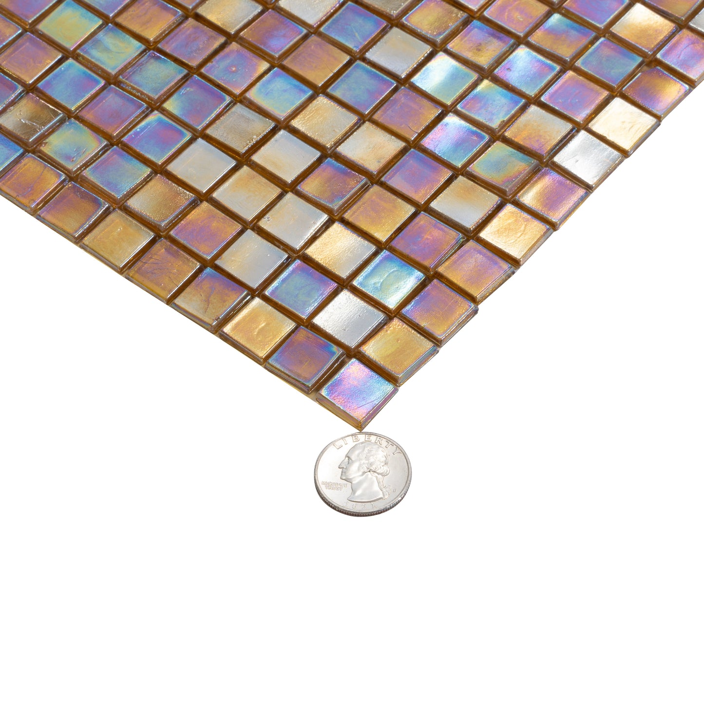 Gold Beige 12x12 Glossy Uniform Square Glass Mosaic Tile (20 pack, 18.69 sq ft/case) - Sample