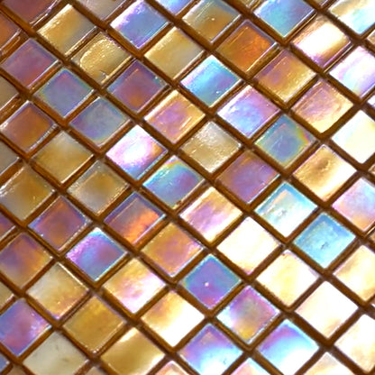 Gold Beige 12x12 Glossy Uniform Square Glass Mosaic Tile (20 pack, 18.69 sq ft/case)