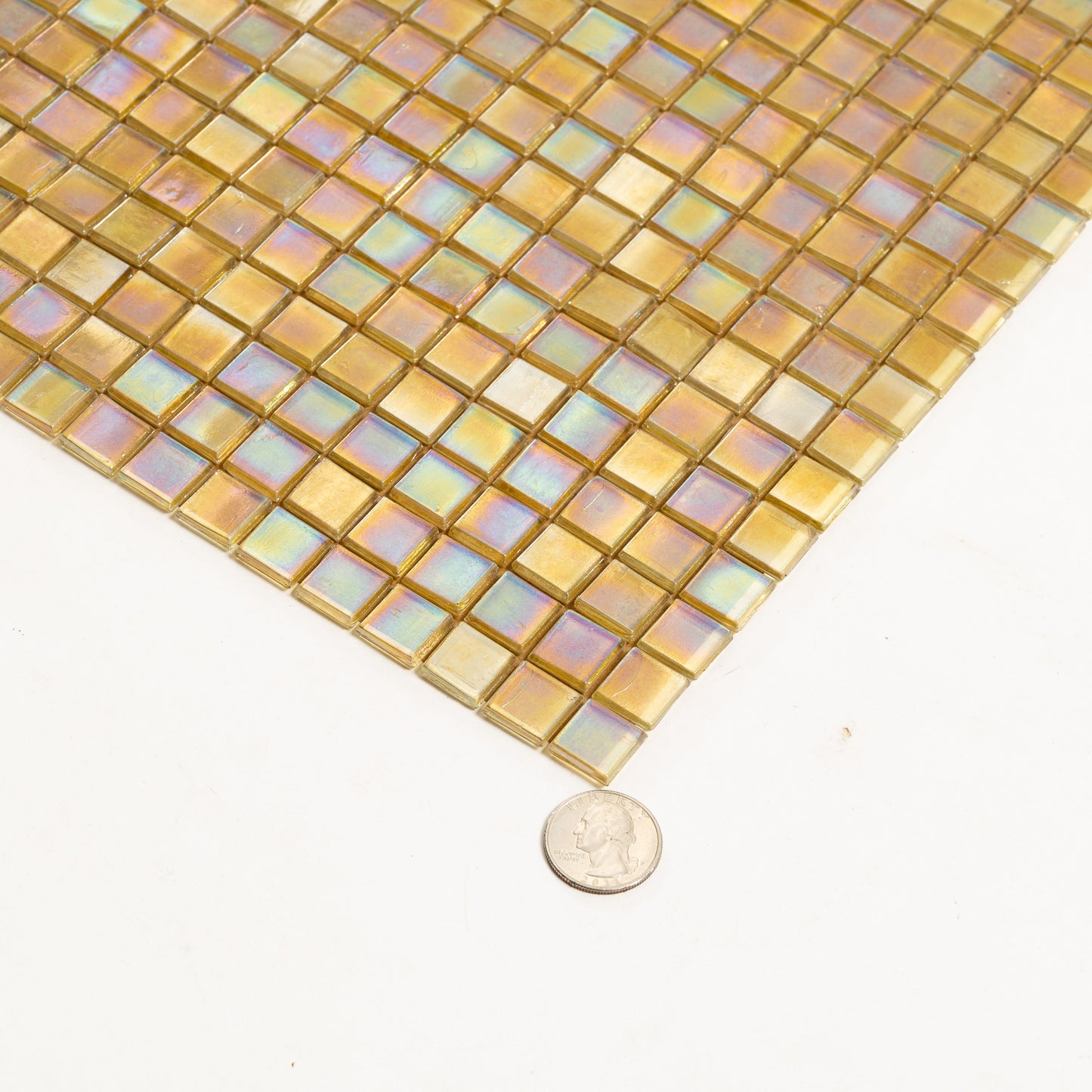 Light Shimmer Beige 12x12 Glossy Uniform Square Glass Mosaic Tile (20 pack, 18.69 sq ft/case) - Sample