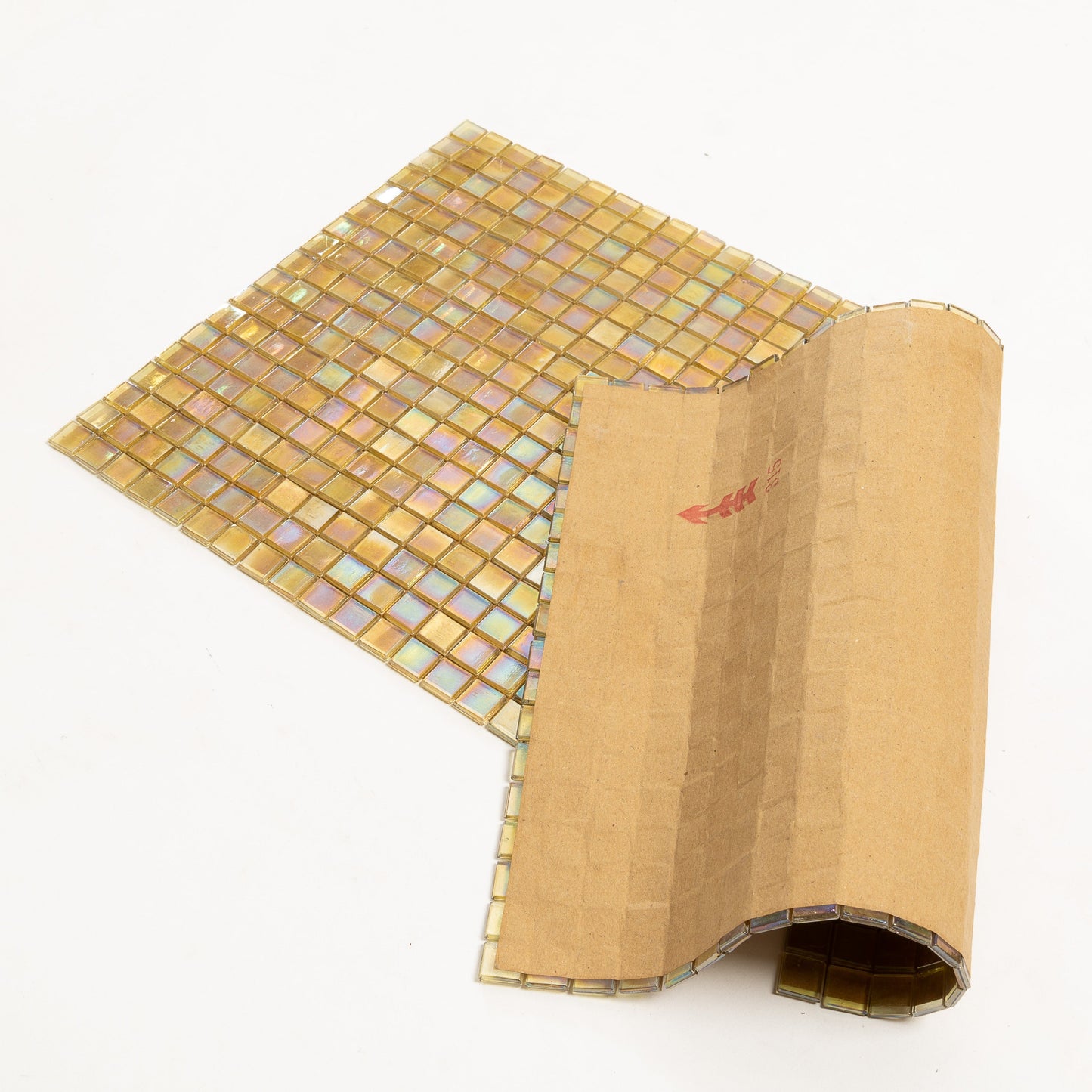 Light Shimmer Beige 12x12 Glossy Uniform Square Glass Mosaic Tile (20 pack, 18.69 sq ft/case) - Sample