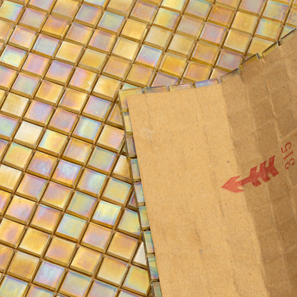 Light Shimmer Beige 12x12 Glossy Uniform Square Glass Mosaic Tile (20 pack, 18.69 sq ft/case)