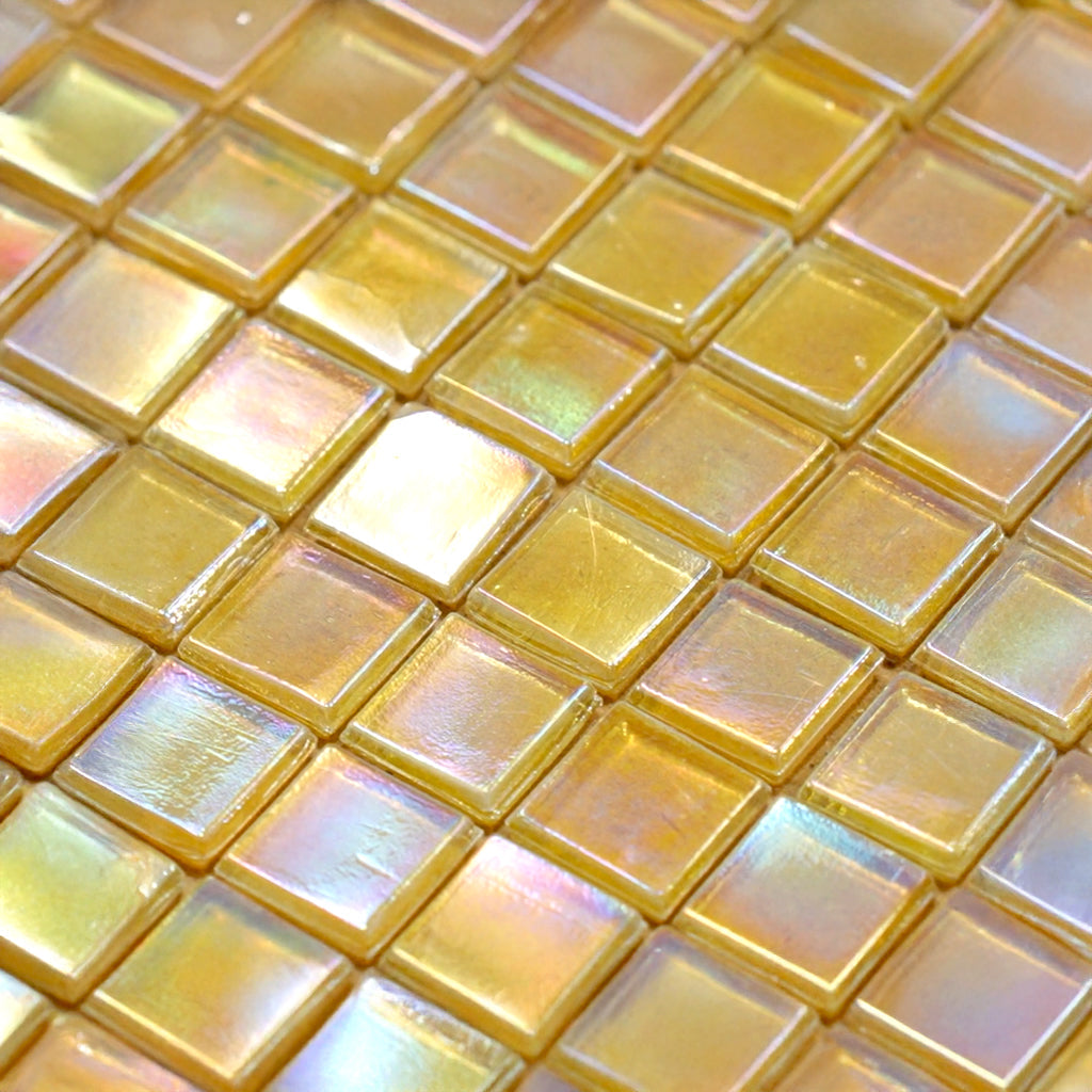 Light Shimmer Beige 12x12 Glossy Uniform Square Glass Mosaic Tile (20 pack, 18.69 sq ft/case) - Sample