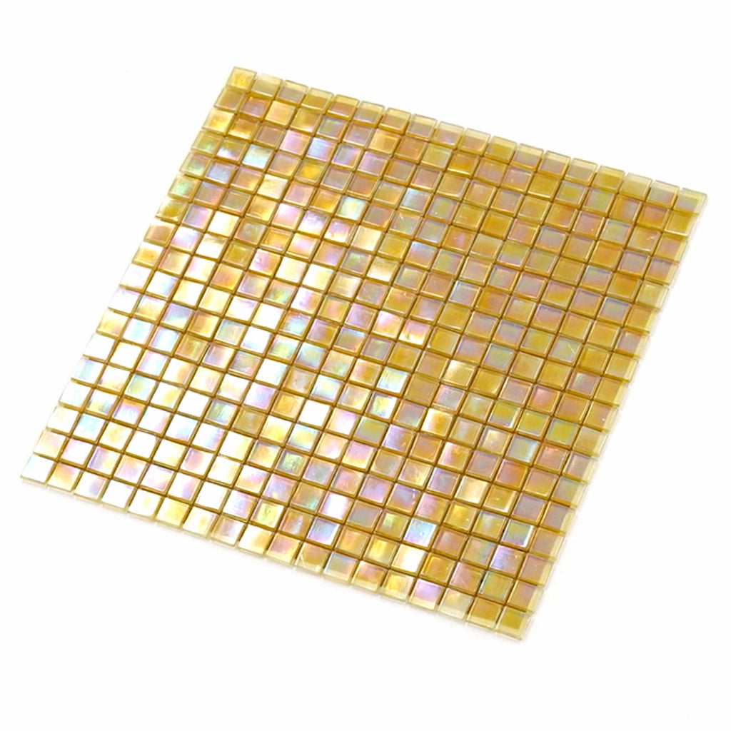 Light Shimmer Beige 12x12 Glossy Uniform Square Glass Mosaic Tile (20 pack, 18.69 sq ft/case) - Sample
