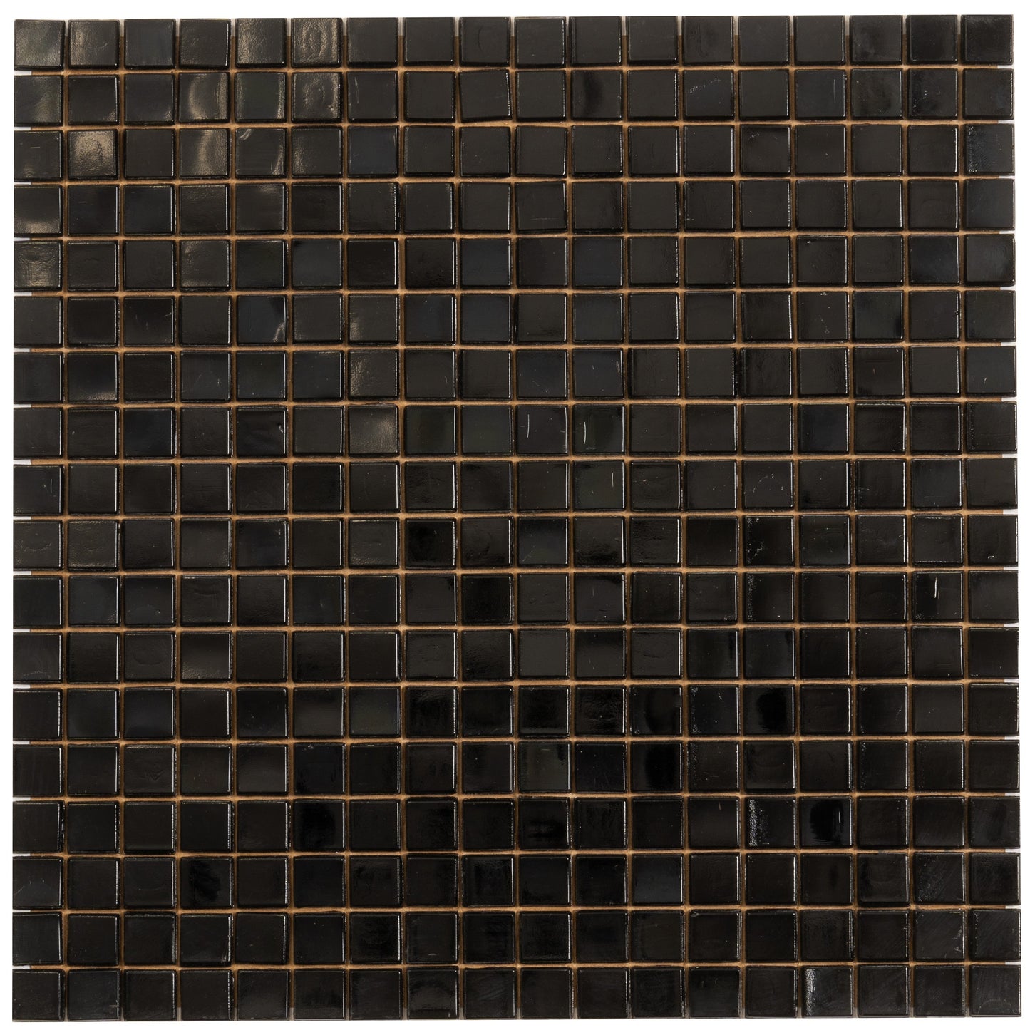 Rich Black 12x12 Glossy Uniform Square Glass Mosaic Tile (20 pack, 18.69 sq ft/case) - Sample