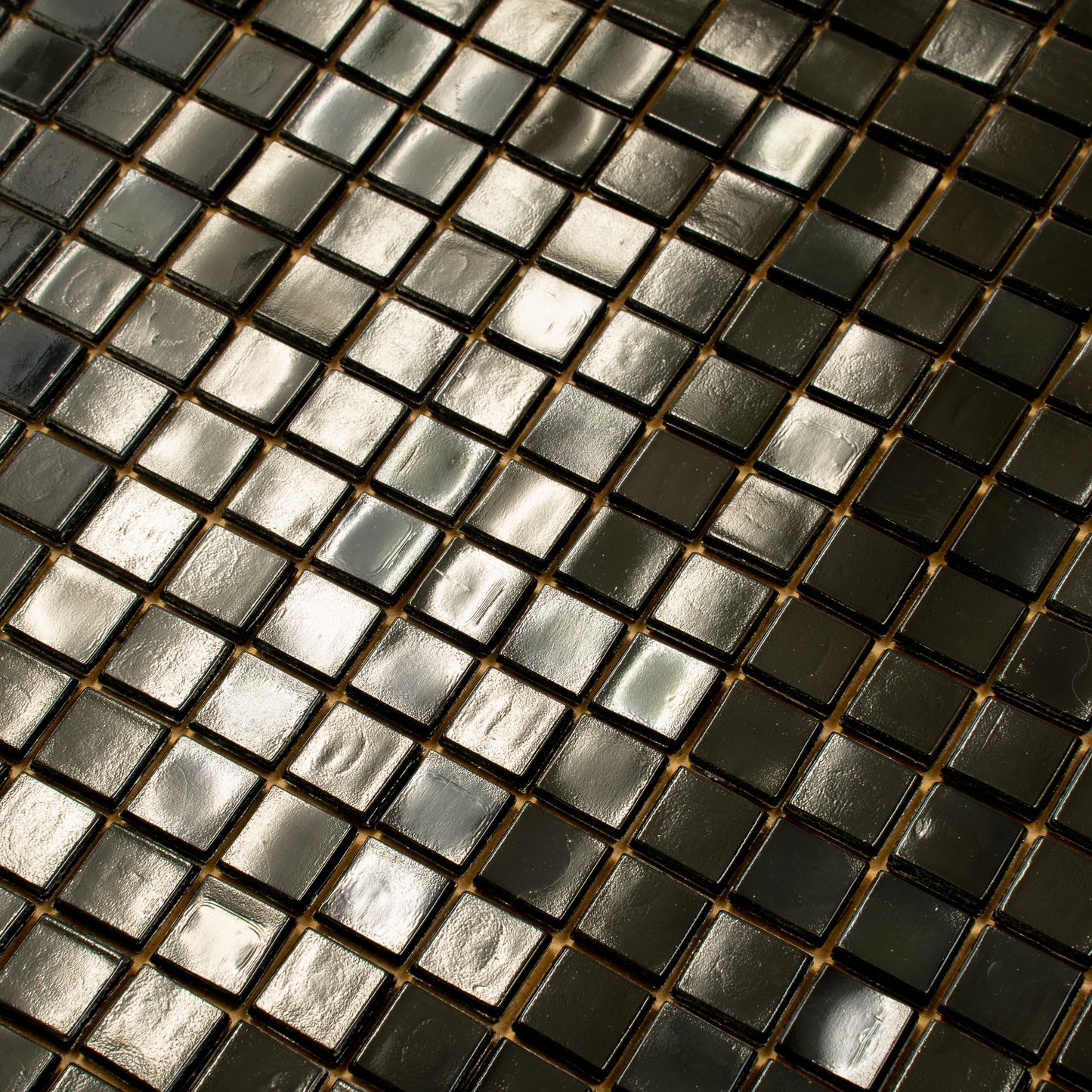 Rich Black 12x12 Glossy Uniform Square Glass Mosaic Tile (20 pack, 18.69 sq ft/case) - Sample