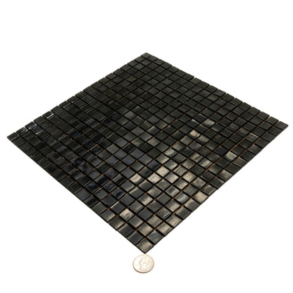 Rich Black 12x12 Glossy Uniform Square Glass Mosaic Tile (20 pack, 18.69 sq ft/case)