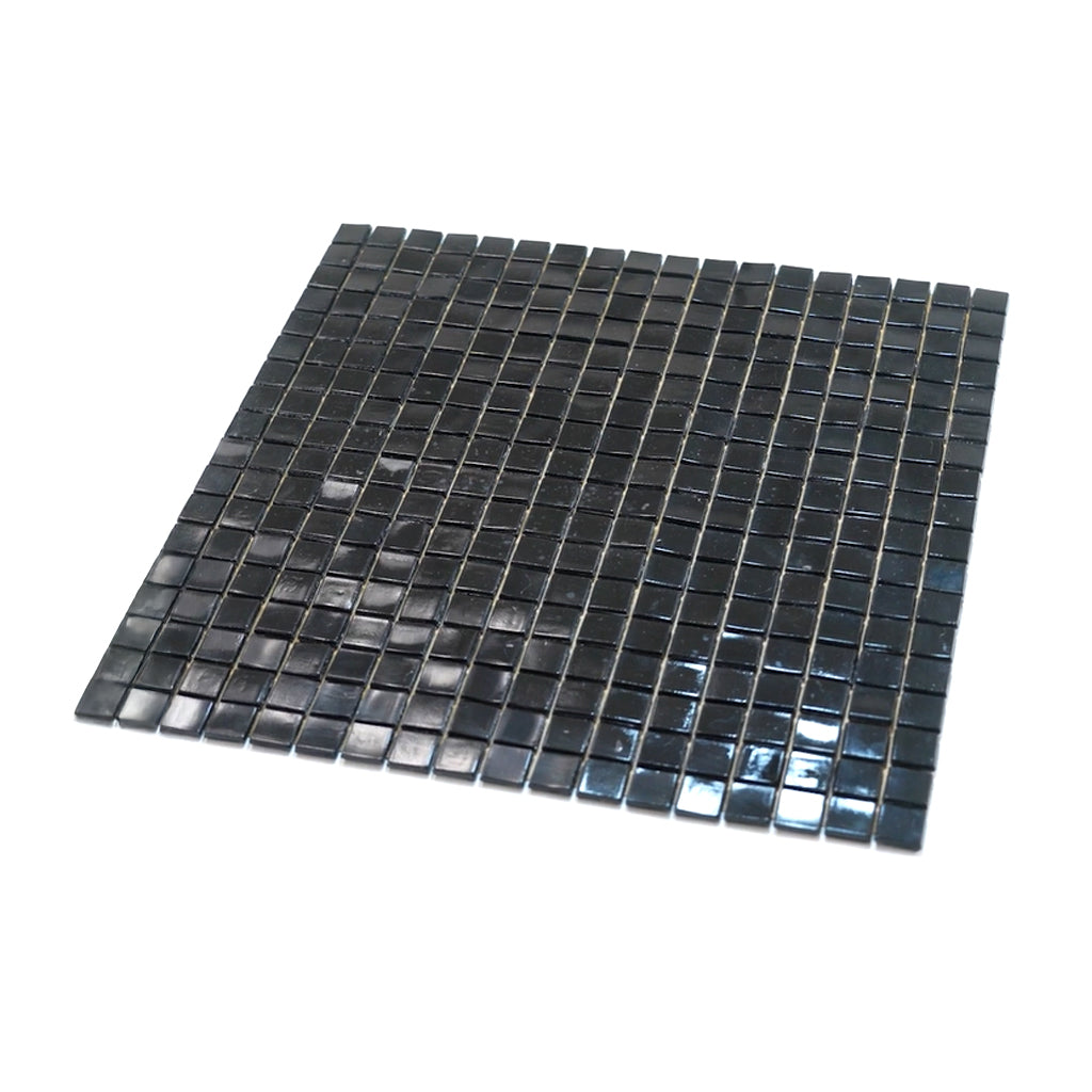 Rich Black 12x12 Glossy Uniform Square Glass Mosaic Tile (20 pack, 18.69 sq ft/case)