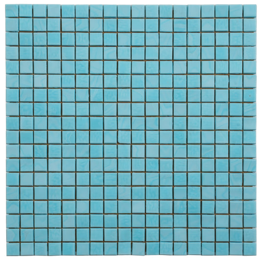 Sky Blue 12x12 Glossy Uniform Square Glass Mosaic Tile (20 pack, 18.69 sq ft/case) - Sample