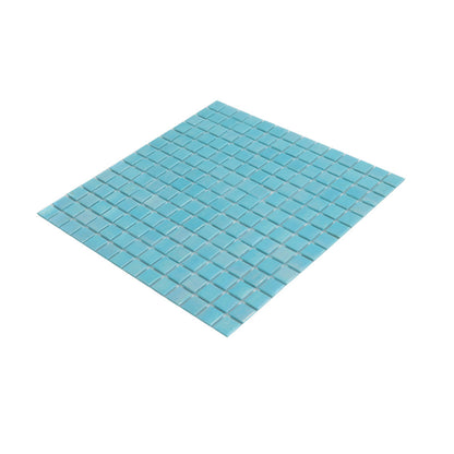 Cyan Blue 12x12 Uniform Square Glossy Glass Mosaic Tile (20 pack, 20 sq ft/case)