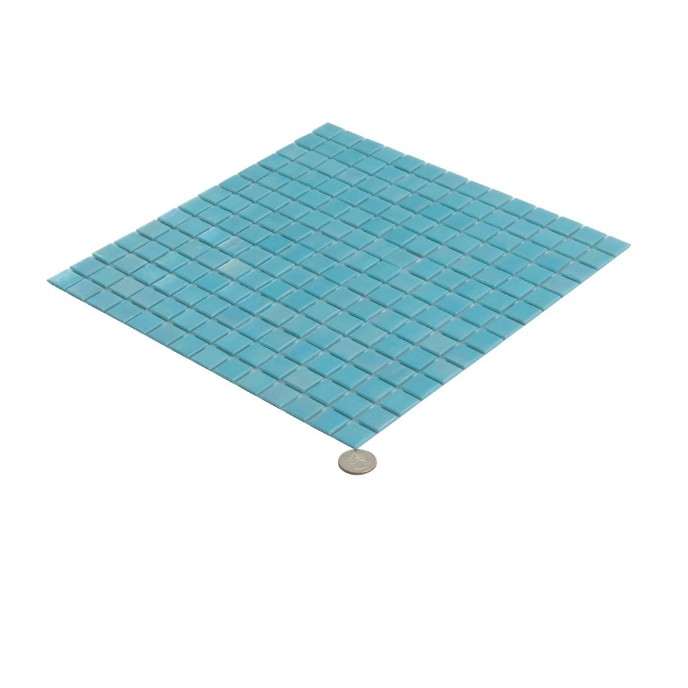 Cyan Blue 12x12 Uniform Square Glossy Glass Mosaic Tile (20 pack, 20 sq ft/case)