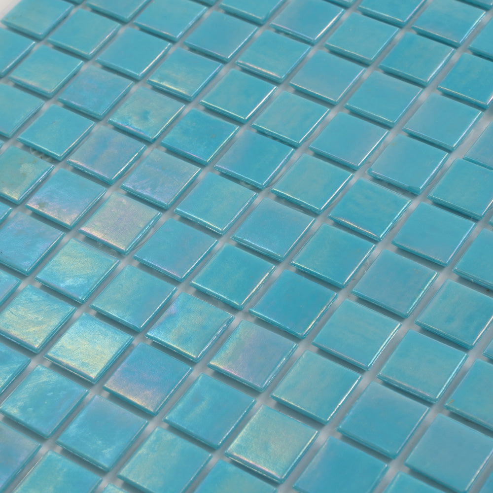 Cyan Blue 12x12 Uniform Square Glossy Glass Mosaic Tile (20 pack, 20 sq ft/case)