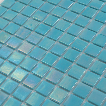 Cyan Blue 12x12 Uniform Square Glossy Glass Mosaic Tile (20 pack, 20 sq ft/case) - Sample
