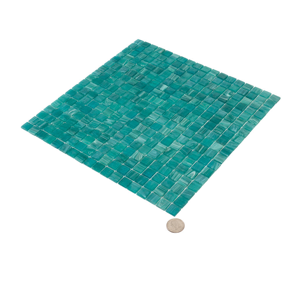 Cerulean Green 12x12 Glossy Uniform Square Glass Mosaic Tile (20 pack, 18.69 sq ft/case) - Sample
