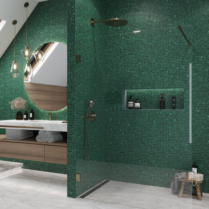 Bottle Green 12x12 Glossy Uniform Square Glass Mosaic Tile (20 pack, 18.69 sq ft/case)