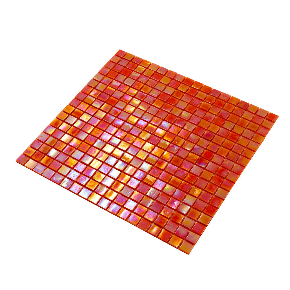 Fire Orange 12x12 Glossy Uniform Square Glass Mosaic Tile (20 pack, 18.69 sq ft/case)