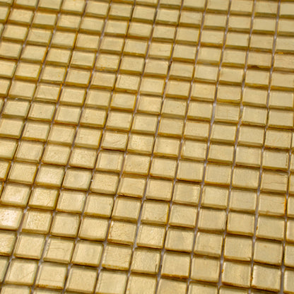 Satin Sheen Gold 12x12 Glossy Uniform Square Glass Mosaic Tile (20 pack, 18.69 sq ft/case) - Sample