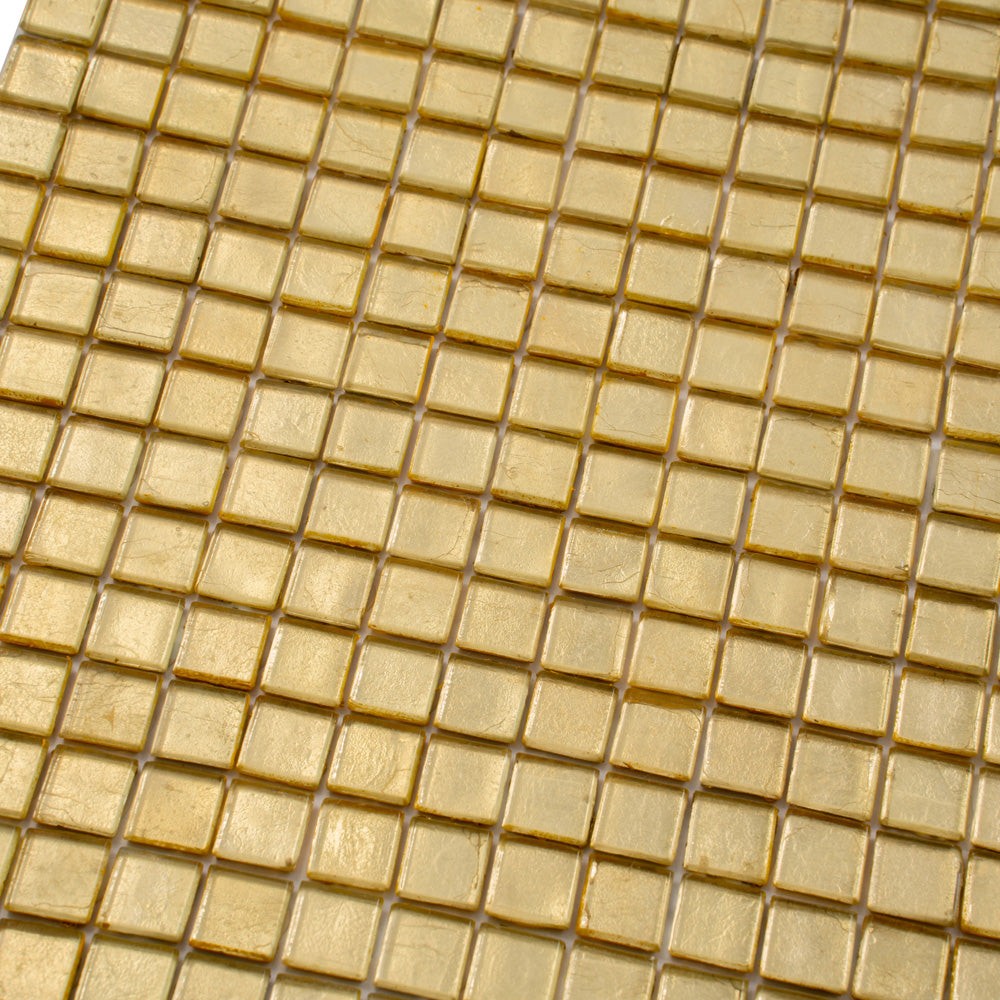 Satin Sheen Gold 12x12 Glossy Uniform Square Glass Mosaic Tile (20 pack, 18.69 sq ft/case)