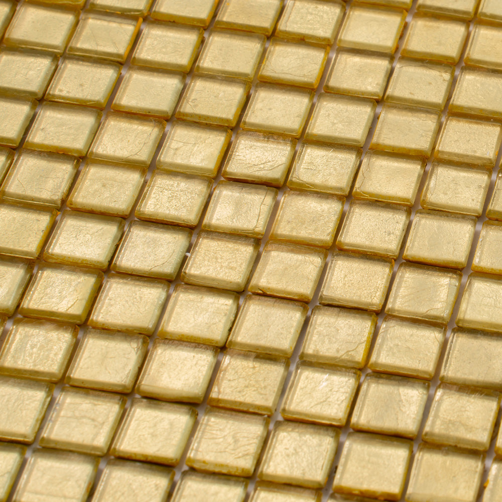 Satin Sheen Gold 12x12 Glossy Uniform Square Glass Mosaic Tile (20 pack, 18.69 sq ft/case)