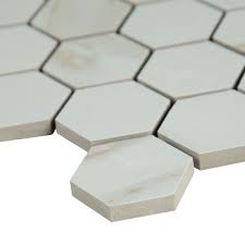 MSI Calacatta Hexagon Mosaic Porcelain Wall and Floor Tile 2"x2" - Pietra Collection