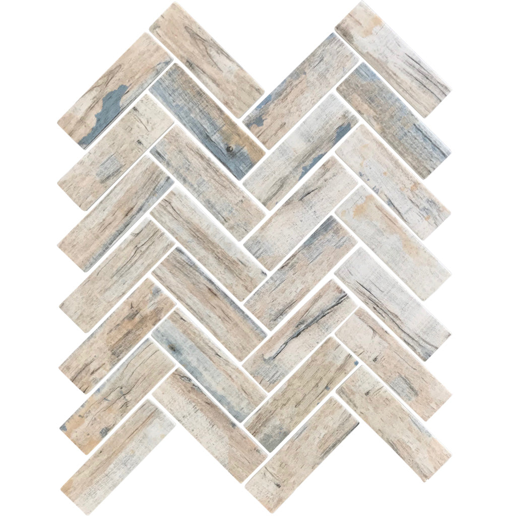 Beige 11x13 Matte Herringbone Recycled Glass Mosaic Tile (10 pack, 9.625 sq ft/case)