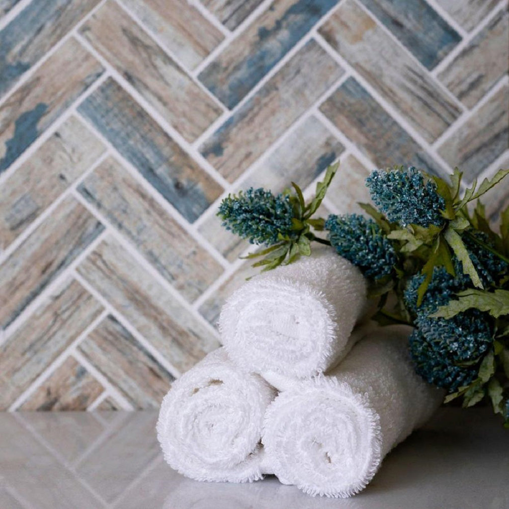 Beige 11x13 Matte Herringbone Recycled Glass Mosaic Tile (10 pack, 9.625 sq ft/case)