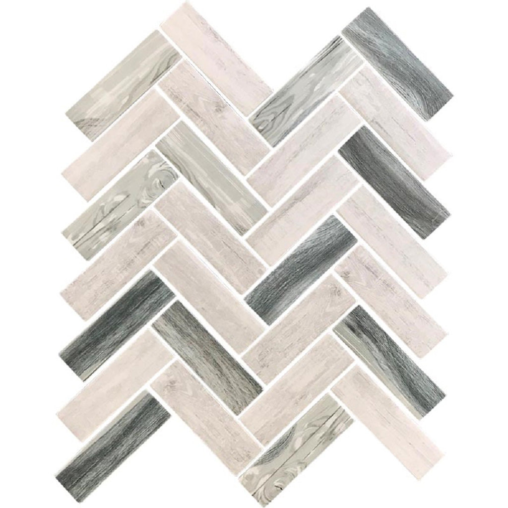 Gray Beige 11x13 Matte Herringbone Recycled Glass Mosaic Tile (10 pack, 9.625 sq ft/case)