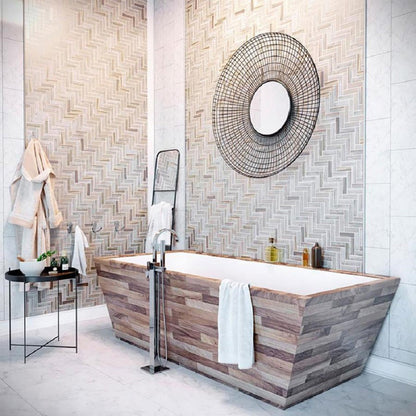 Beige 11x13 Matte Herringbone Recycled Glass Mosaic Tile (10 pack, 9.625 sq ft/case)