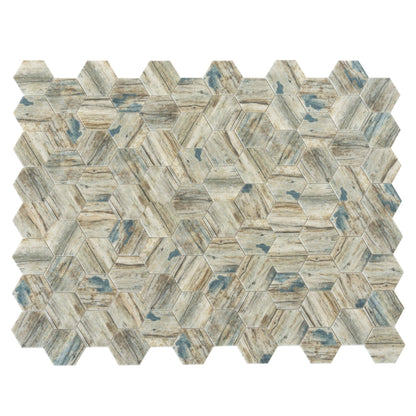 Blue Beige 10x12 Matte Hexagon Recycled Glass Mosaic Tile (10 pack, 8.29 sq ft/case)