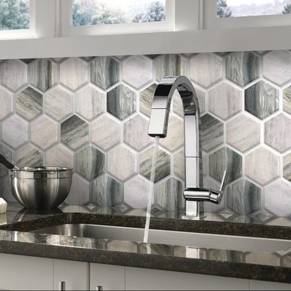 Gray Beige 10x12 Matte Hexagon Recycled Glass Mosaic Tile (10 pack, 8.29 sq ft/case)