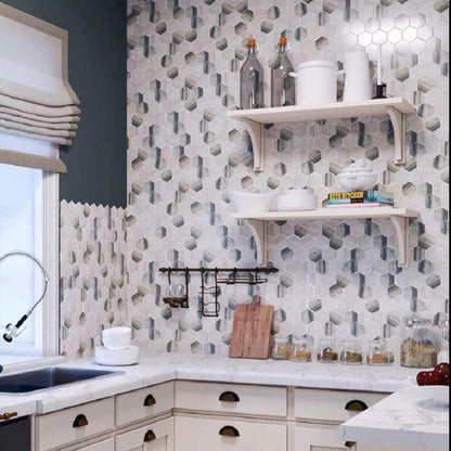 Gray Beige 10x12 Matte Hexagon Recycled Glass Mosaic Tile (10 pack, 8.29 sq ft/case) - Sample