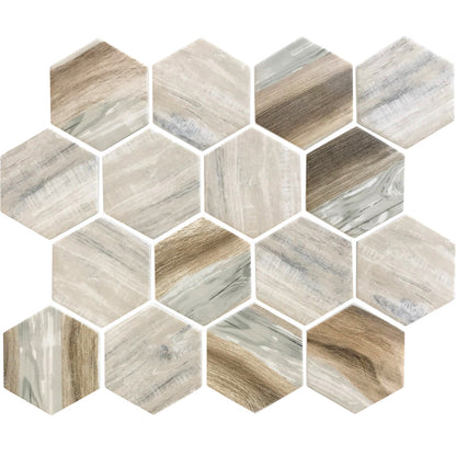 Beige 10x12 Matte Hexagon Recycled Glass Mosaic Tile (10 pack, 8.29 sq ft/case)