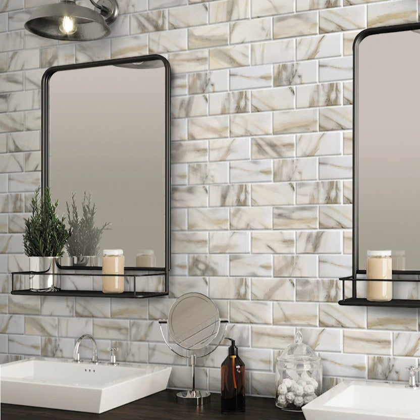 Chiffon White 12x12 Matte Brick Recycled Glass Mosaic Tile (10 pack, 9.18 sq ft/case)