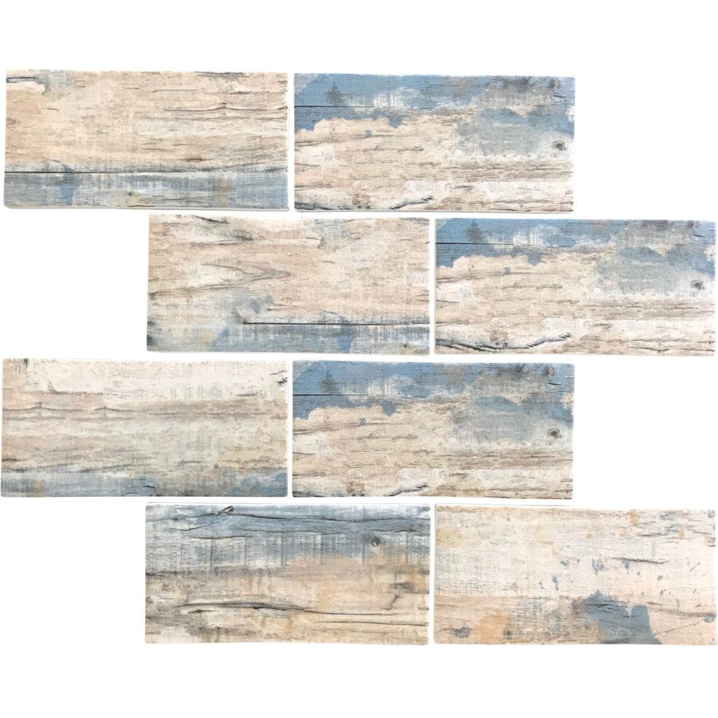 Blue Beige 12x12 Matte Brick Recycled Glass Mosaic Tile (10 pack, 9.18 sq ft/case) - Sample