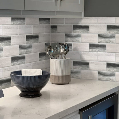 Gray Beige 12x12 Matte Brick Recycled Glass Mosaic Tile (10 pack, 9.18 sq ft/case) - Sample