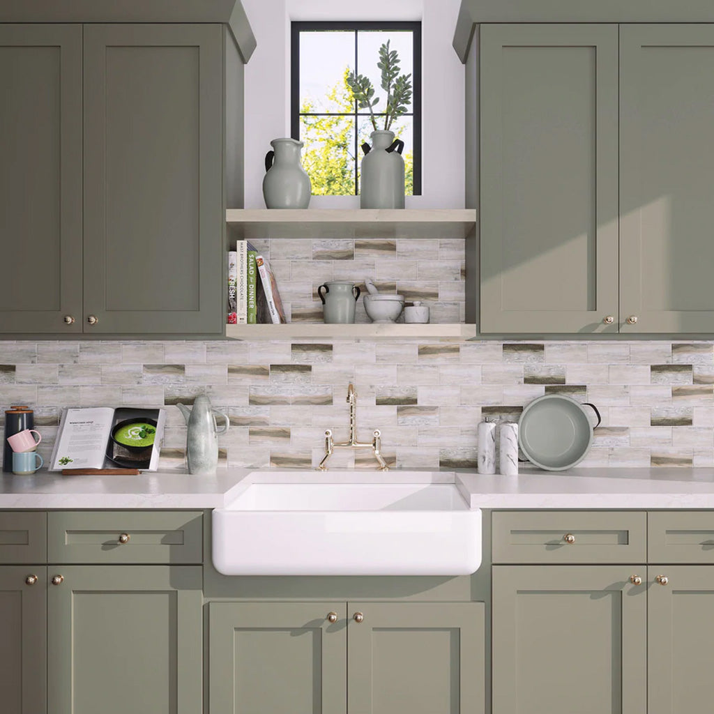 Beige 12x12 Matte Brick Recycled Glass Mosaic Tile (10 pack, 9.18 sq ft/case)