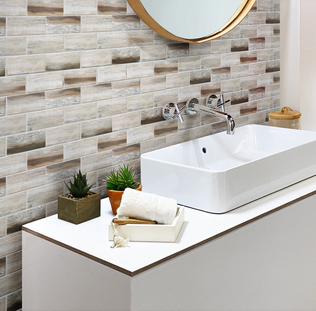 Beige 12x12 Matte Brick Recycled Glass Mosaic Tile (10 pack, 9.18 sq ft/case)