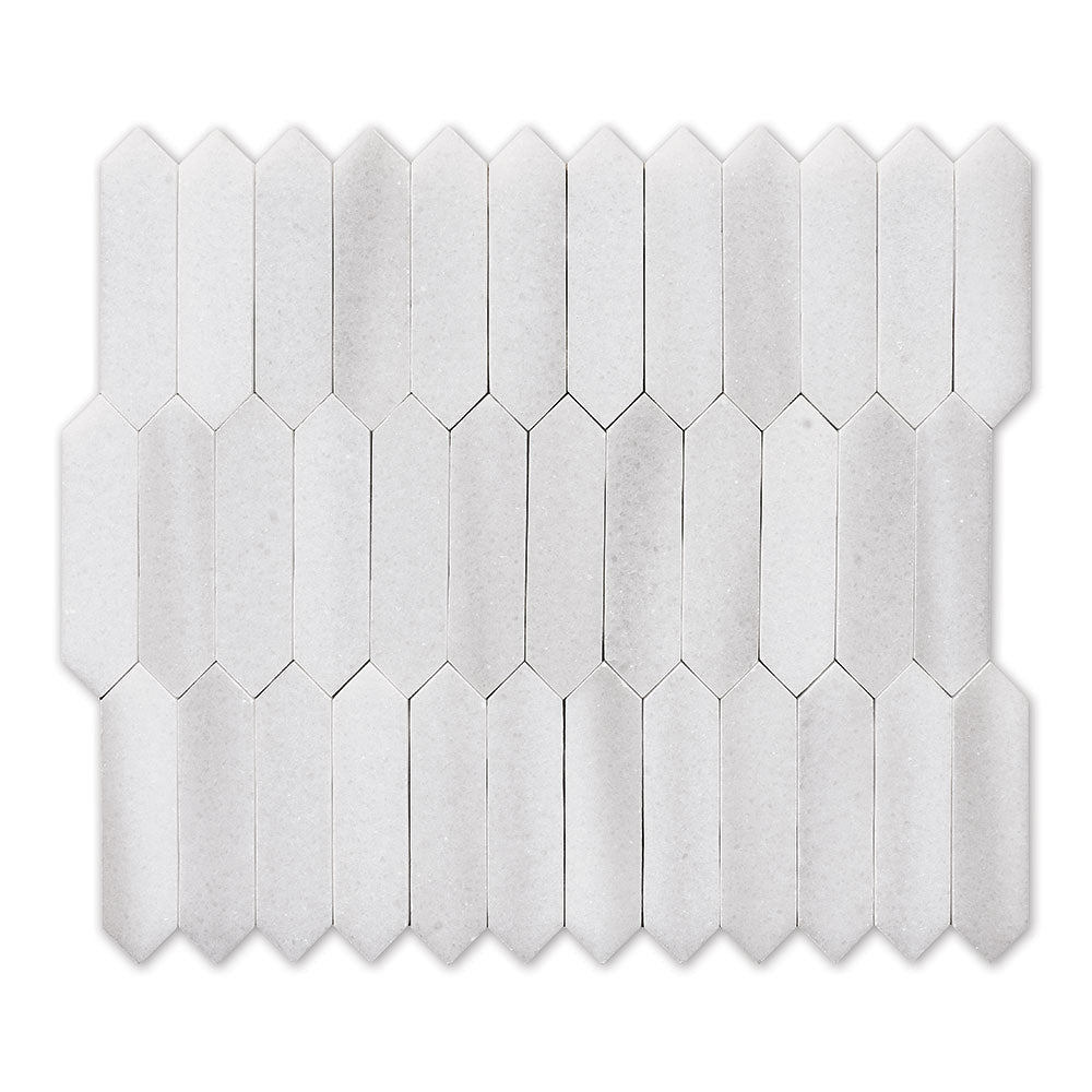 Mink White Polished Baby Picket Waterjet Marble Mosaic