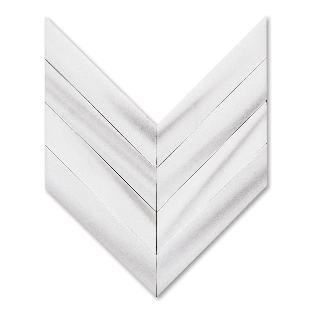 Mink White Polished Chevron Waterjet Marble Mosaic
