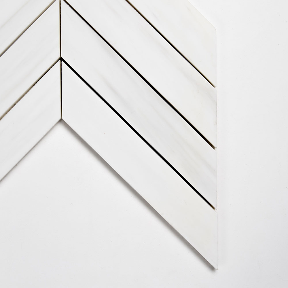 Bianco Dolomiti Honed Trapeze Marble Mosaic