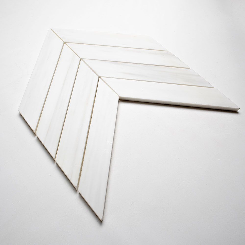 Bianco Dolomiti Honed Trapeze Marble Mosaic