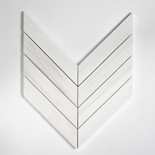 Bianco Dolomiti Honed Trapeze Marble Mosaic