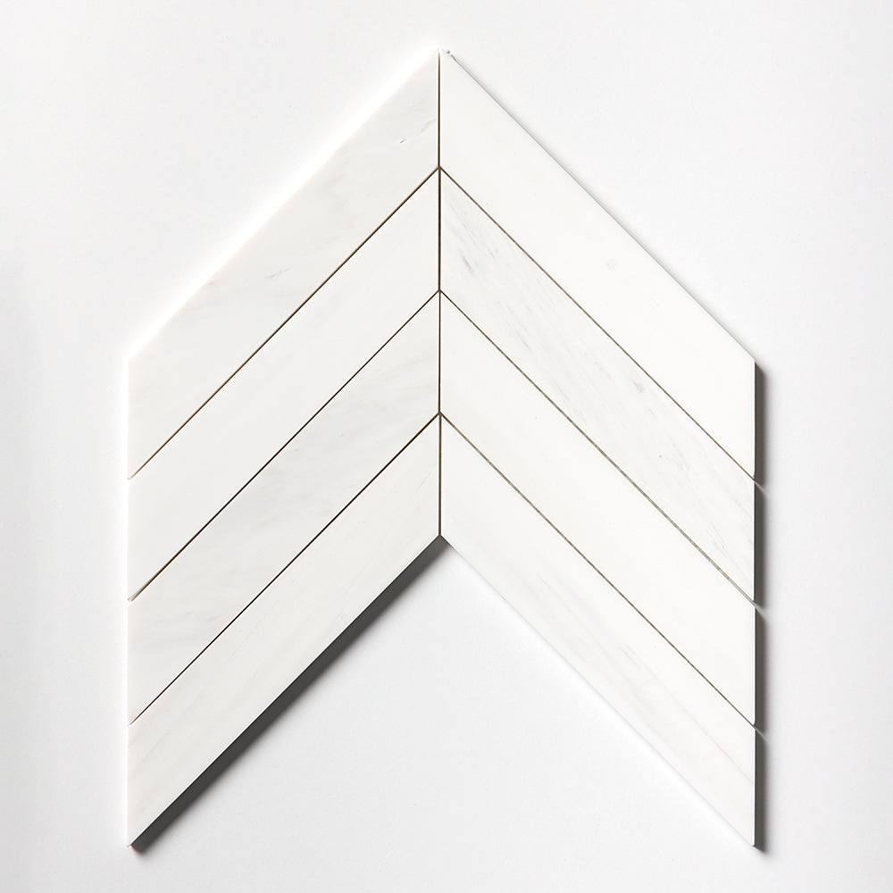 Bianco Dolomiti Honed Chevron Waterjet Marble Waterjet Mosaics