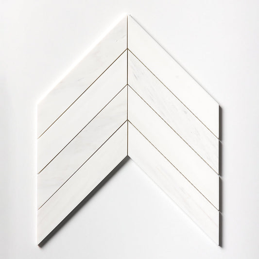 Bianco Dolomiti Honed Chevron Waterjet Marble Waterjet Mosaics