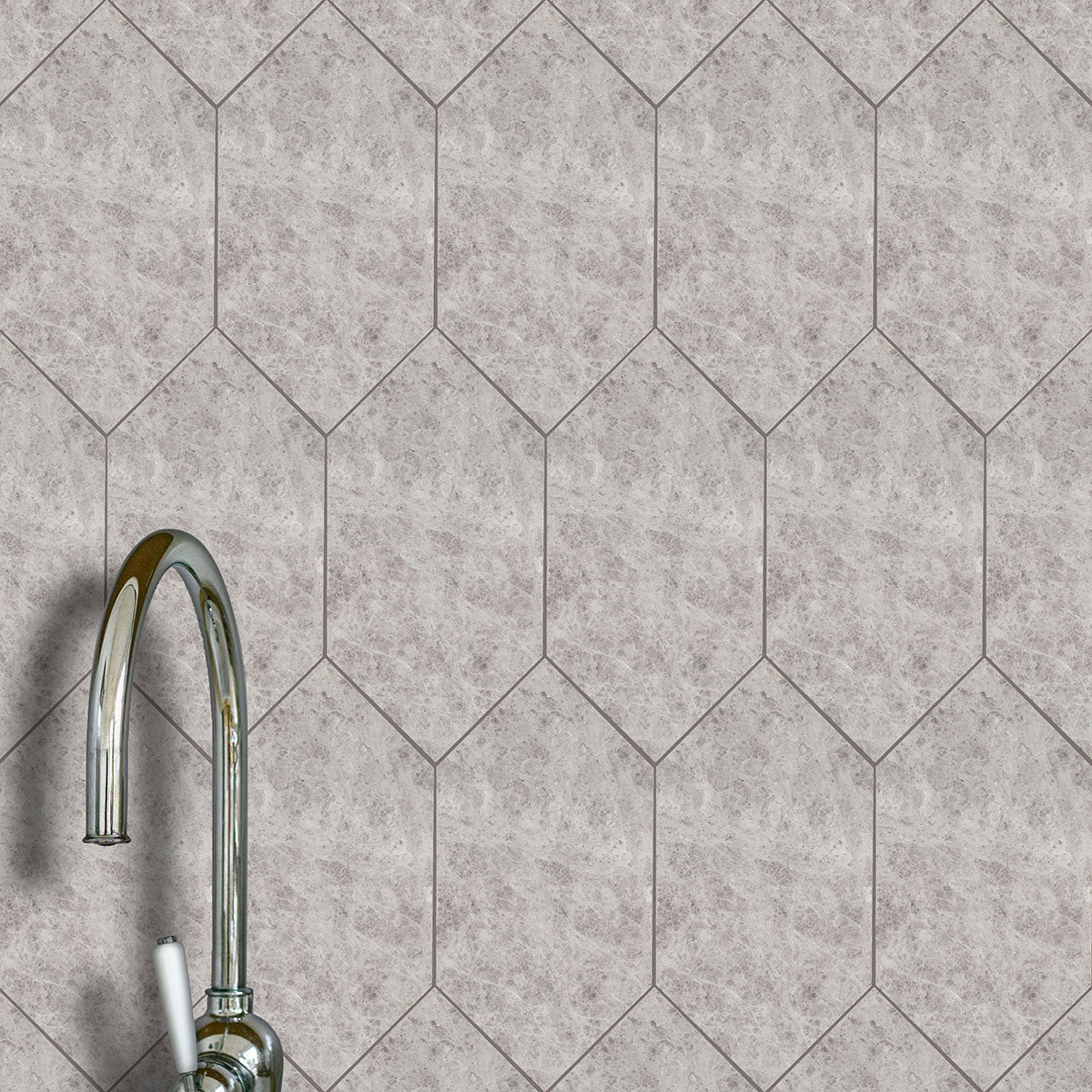Silver Mystique Honed Large Hexagon Marble Tile