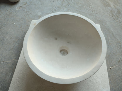 Natural Stone Classic Limestone Vessel Sink (D)15" (H)6"