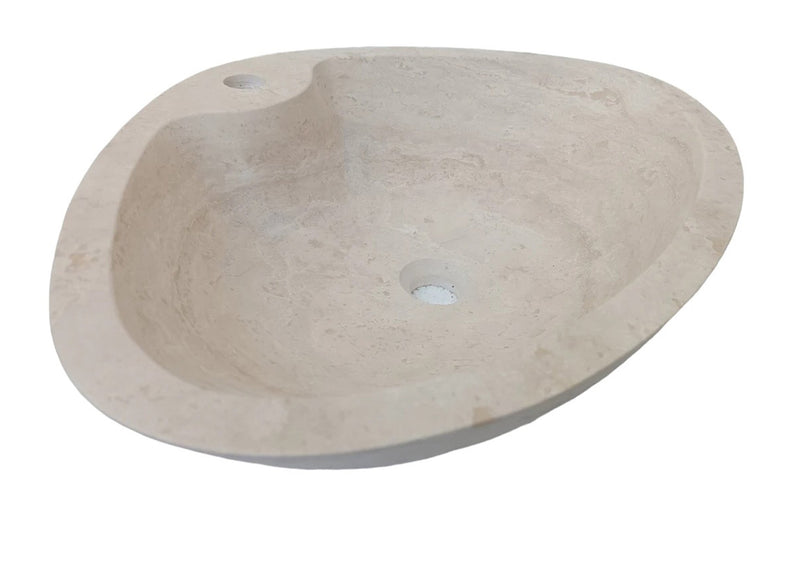 Natural Stone Light Travertine Special Shape Vessel Sink Honed and Filled (W)23,6" (L)17,7" (H)5.9"