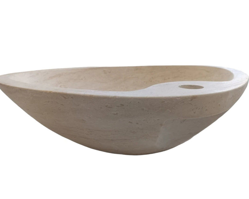 Natural Stone Light Travertine Special Shape Vessel Sink Honed and Filled (W)23,6" (L)17,7" (H)5.9"