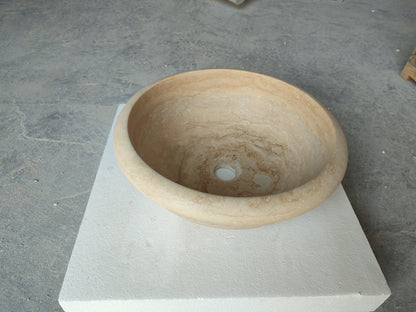 Natural Stone Light Travertine Vessel Sink (D)16" (H)6"