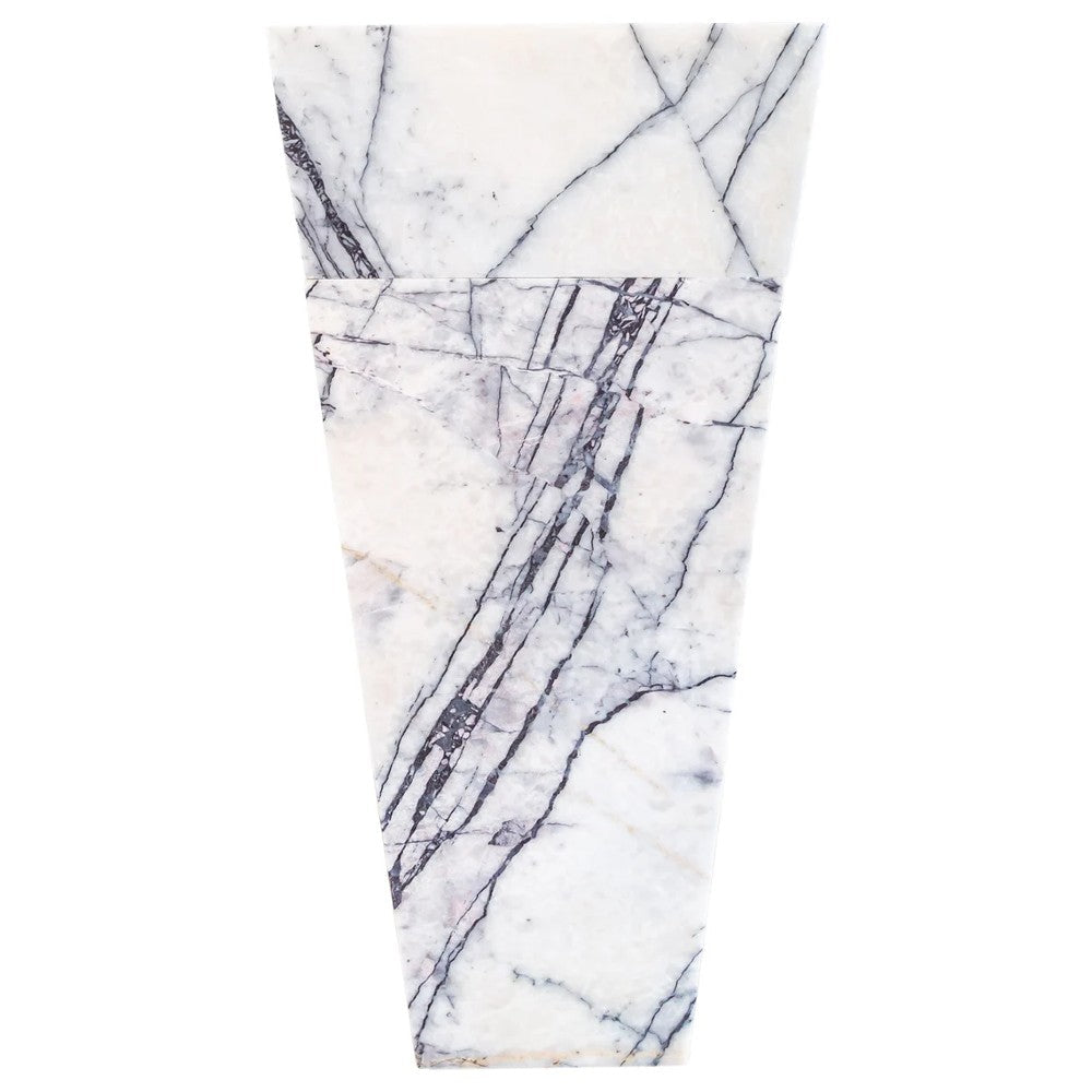 Natural Stone New York White Marble Pedestal Square Cone Shaped Sink Polished (W)16" (L)16" (H)36" SKU-NTRVS25 product shot front view stand-alone