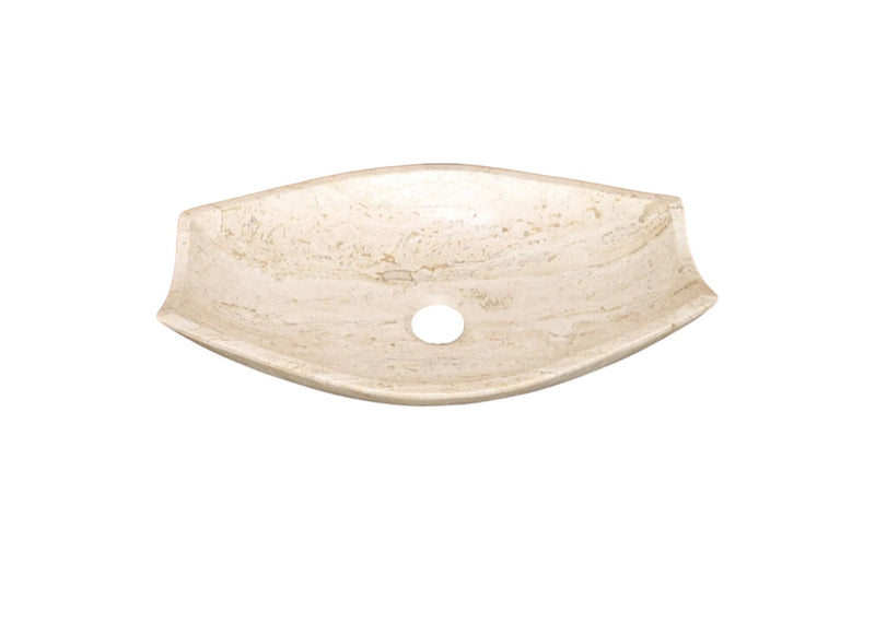 Natural Polished Stone Vessel Travertine Sink  (W)20" (L)12.5" (H)4.5"